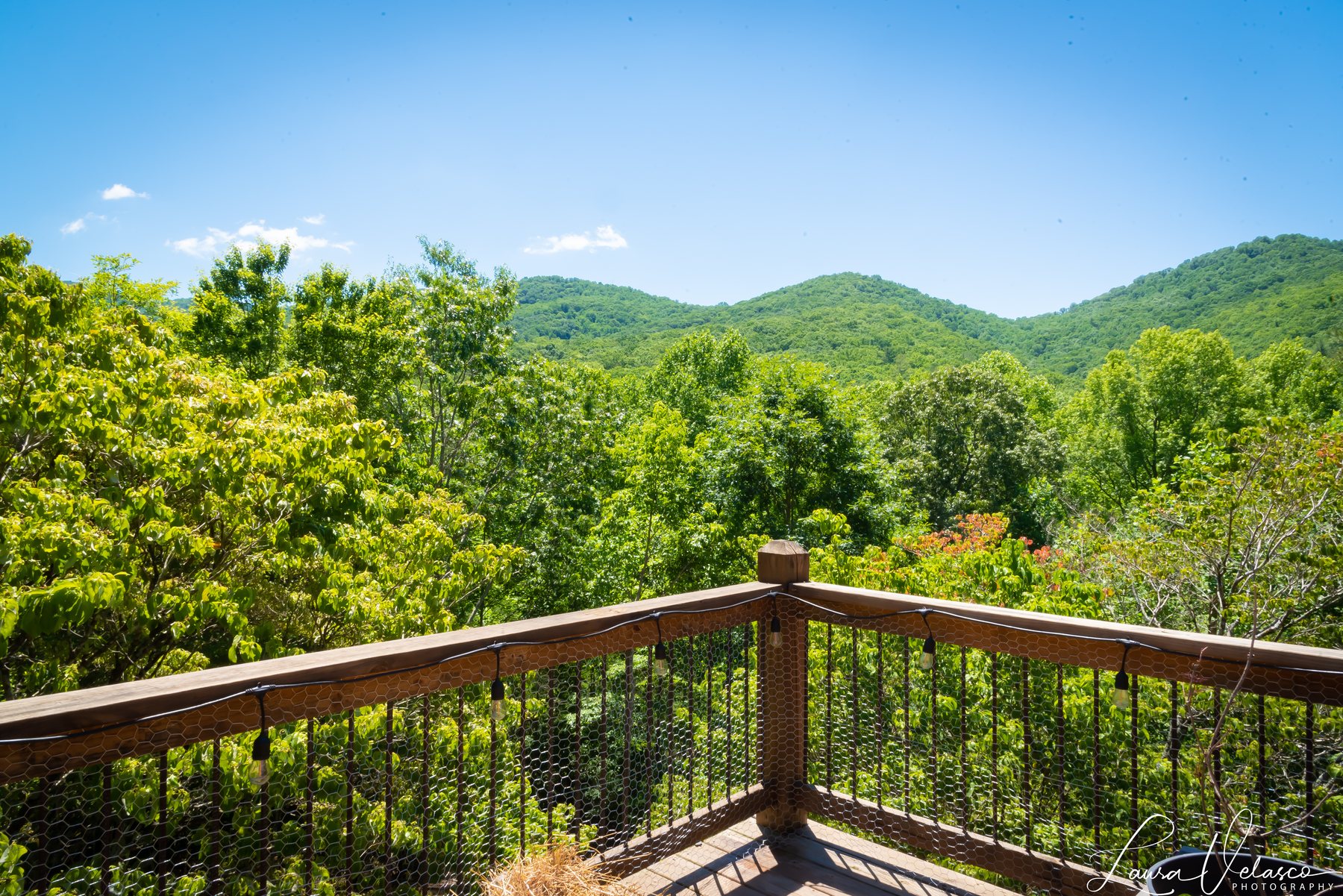 Mountain view from the Nine Peaks Farm deck in Ellijay, Georgia
